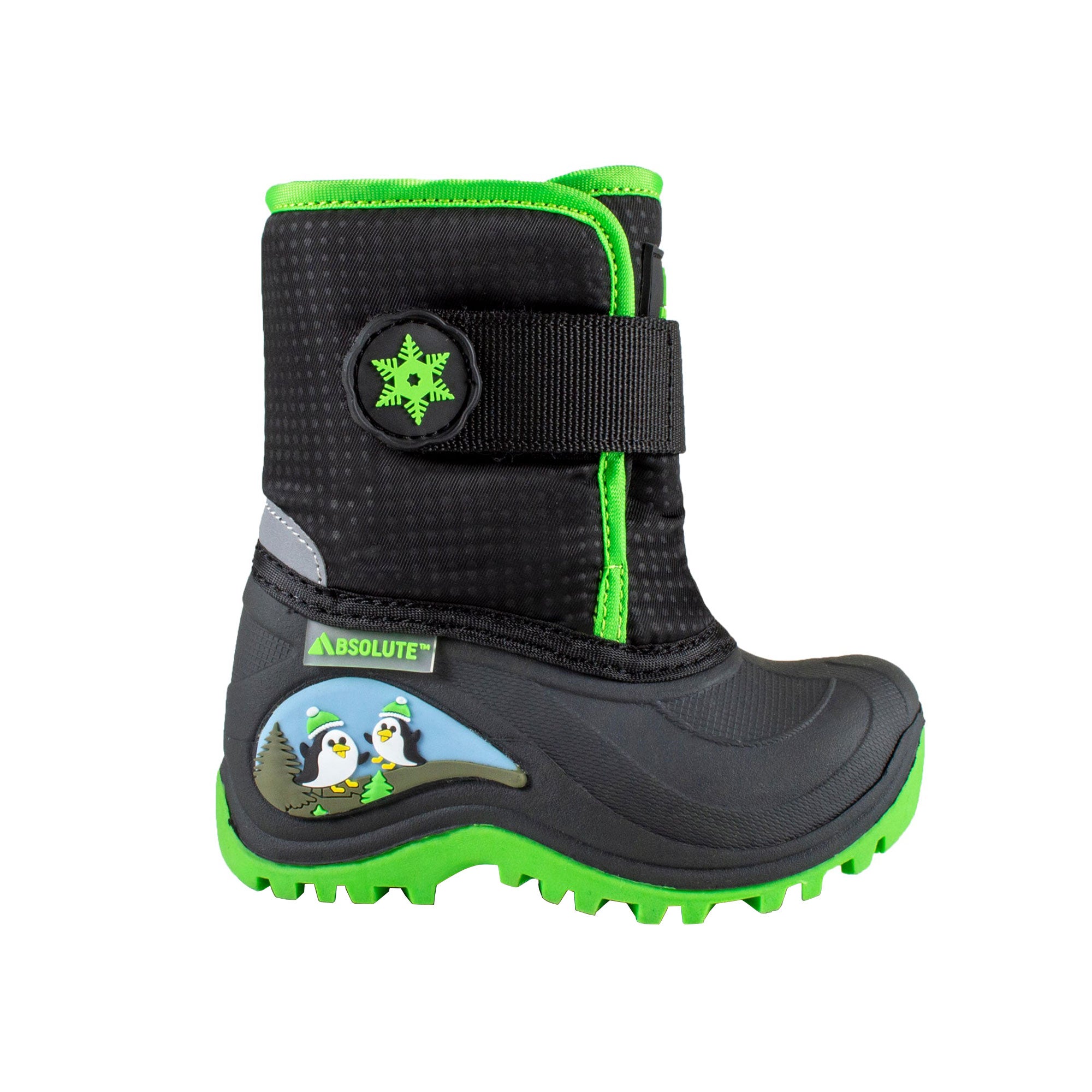 Toddler's Velcro WInter Boot with Penguin Graphic #color_lime