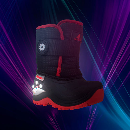 Toddler's Velcro , Lighted Boot with Rocketship Graphic #color_red