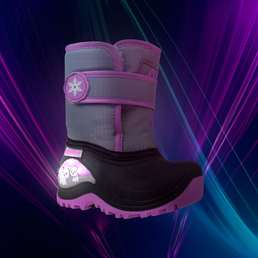 Toddler's Velcro , Lighted Boot with Polar Bear Graphic #color_pink